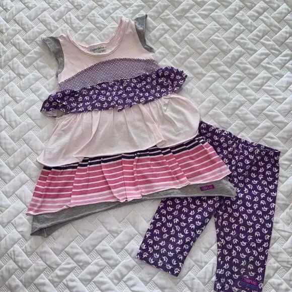 Hard to find Naartjie Elephant 2pc top bottoms outfit ruffle purple 18-24 month - Picture 1 of 4